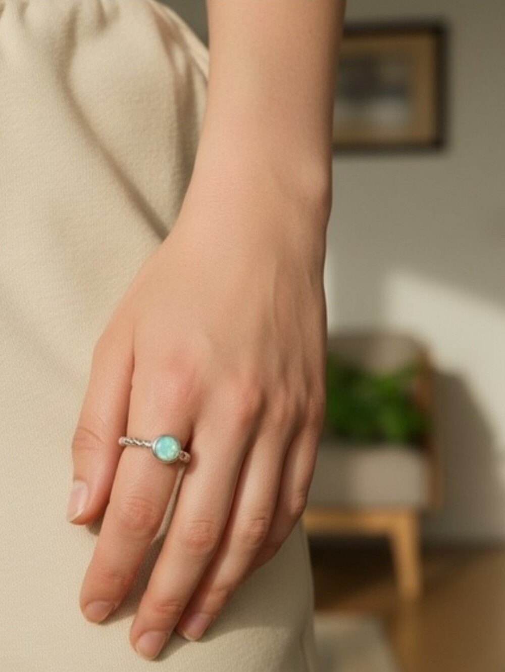 Zoetik Sterling Silver Ring with Light Turquoise Stone, NWT
